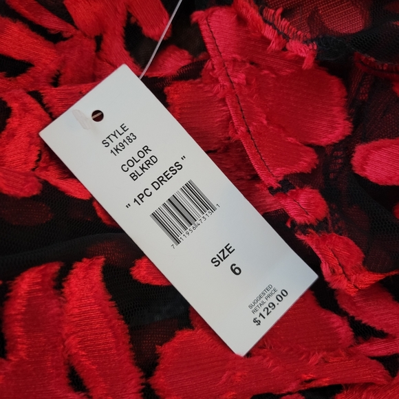 NWT! JM JOHN MEYER RED/BLACK LACE OVERLAY DRESS - Picture 7 of 16